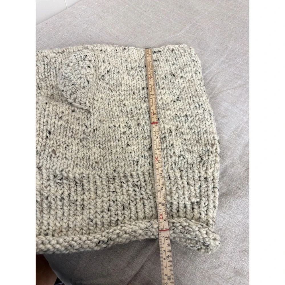 Unbranded Bear Ear Balaclava Hood Adult One Size Oatmeal Fleck Chunky Knit Snood